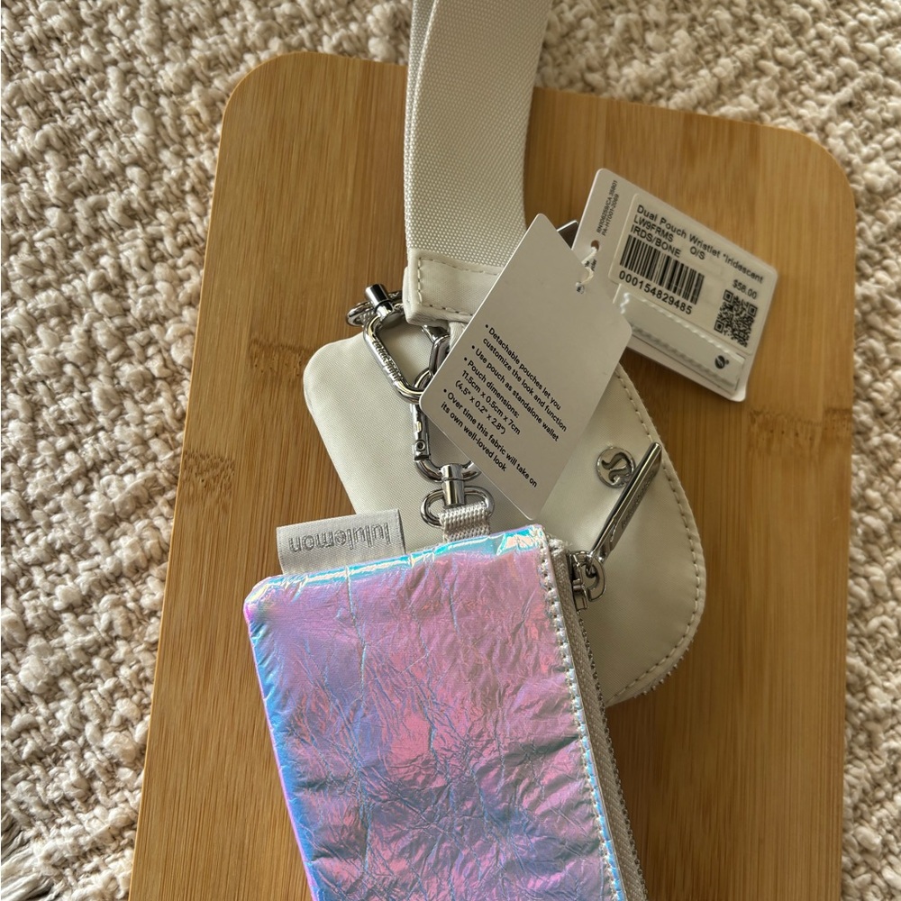 Lululemon White dual pouch Bag with Iridescent Wallet